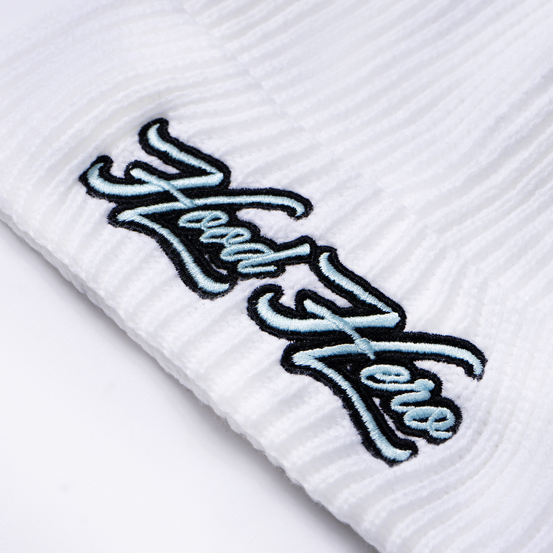 Winter cap Embroidery - White/Turquoise